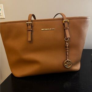 Michael Kors Tan Leather Tote with Gold Accents